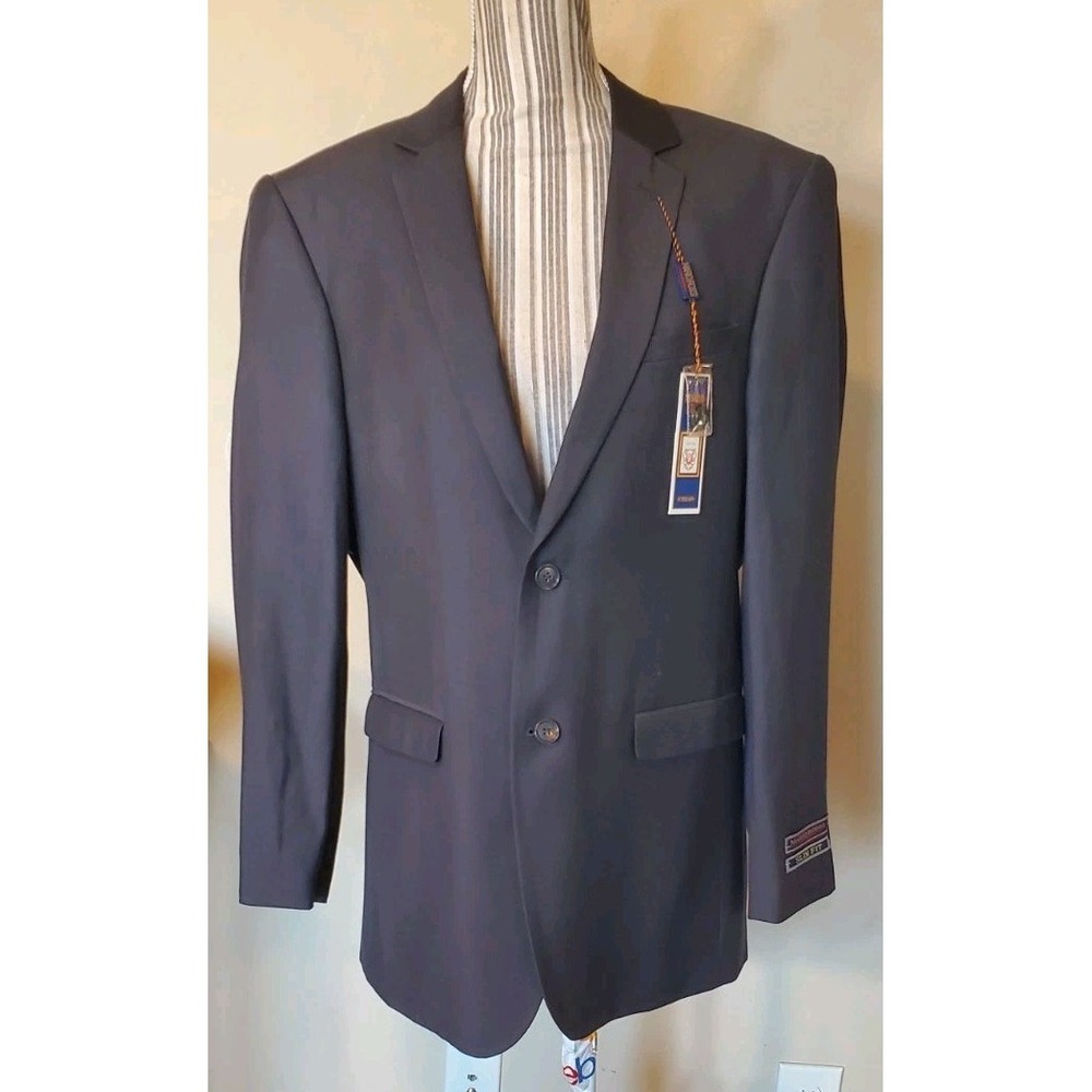 Mario Rossi Men's Blazer Slim Fit Modern 40R Charcoal Dark‎ Gray Rayon Blend NWT